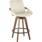 Cosmo 26" Counter Stool in Cream Leatherette & Walnut Finish